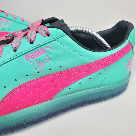 Puma Green and Pink Clyde South Beach Palm Tree Sneakers Men’s Size 11 - Picture 11 of 16